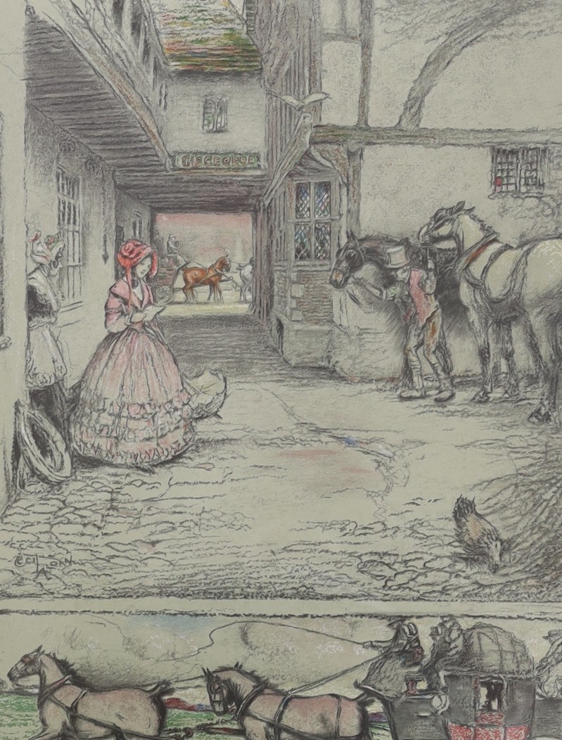 Cecil Aldin, three colour prints, Coaching Inn scenes, signed in pencil, 55 x 47cm
